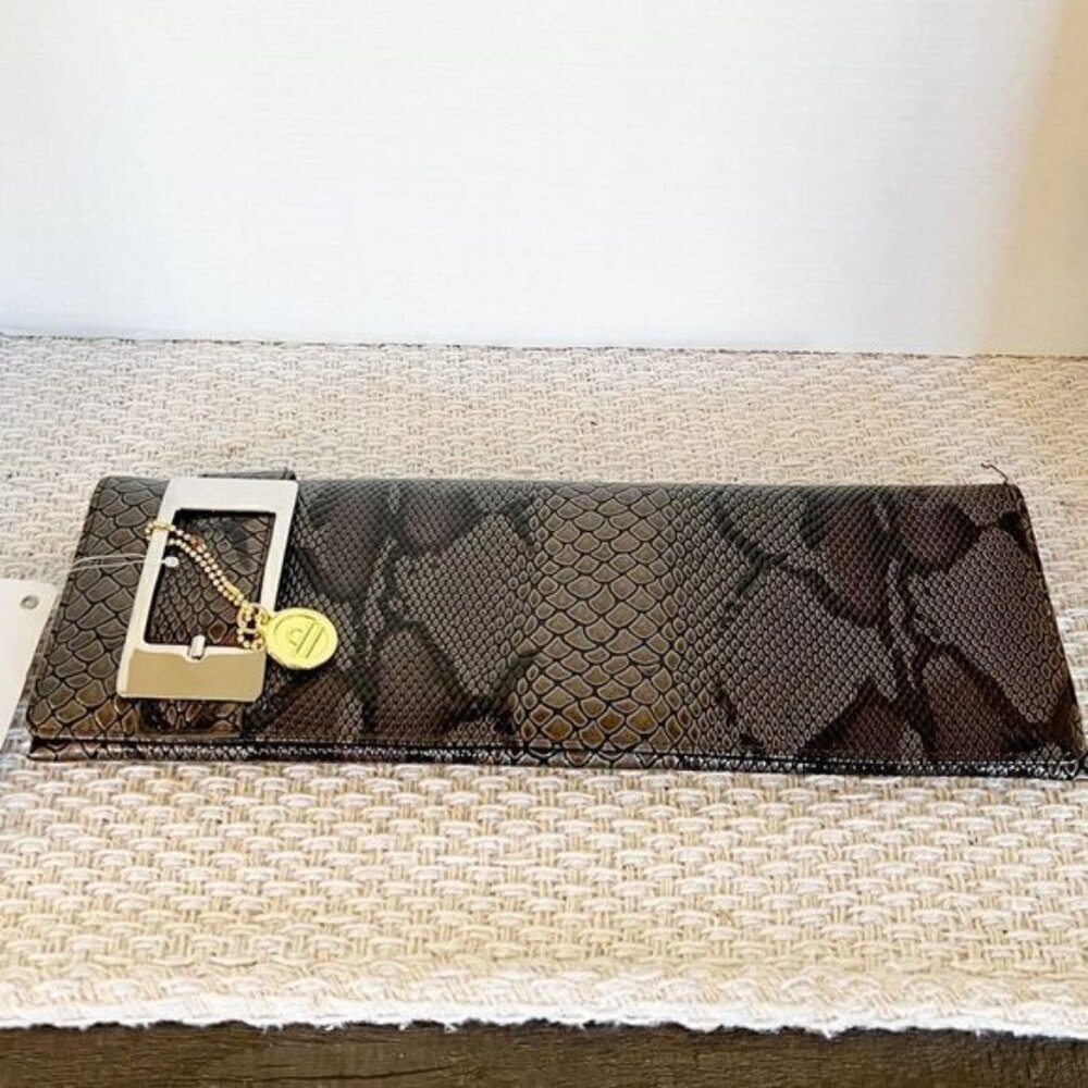 NWT BIG BUDDHA Santa Barbara Faux Snakeskin Evening Purse Clutch Handbag